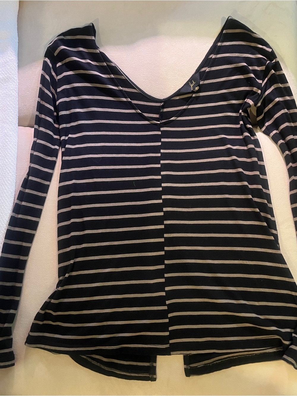 Jack Black and Tan Striped V-Neck Long Sleeve Top